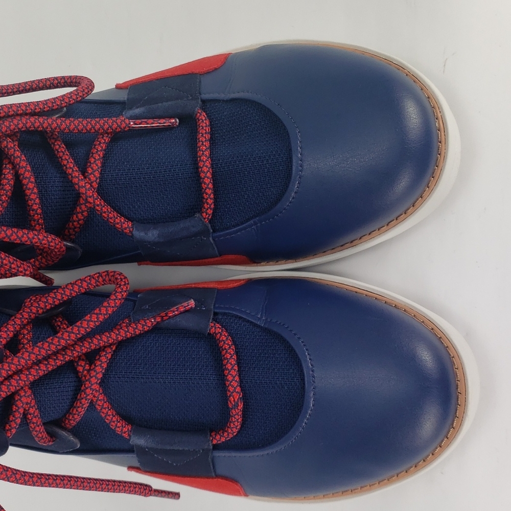 FITFLOP GLACE KNIT LEATHER MIDNIGHT NAVY RED LACE UP ANKLE BOOTS WOMEN'S 10 - Picture 6 of 15